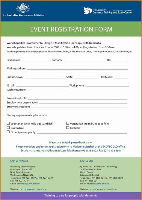 Registration Form Template Example