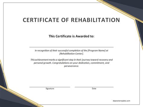 Rehab Completion Certificate Template 1