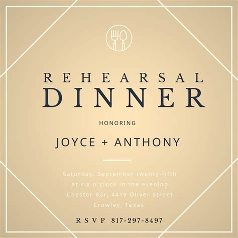 Example of a rehearsal dinner invitation design