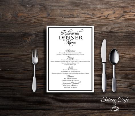 Rehearsal Dinner Menu and Drinks