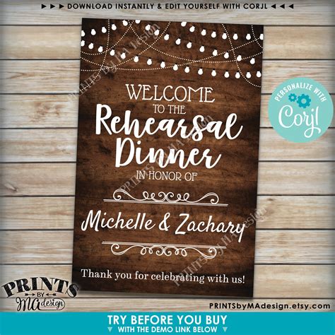 Rehearsal Dinner Sign Designs