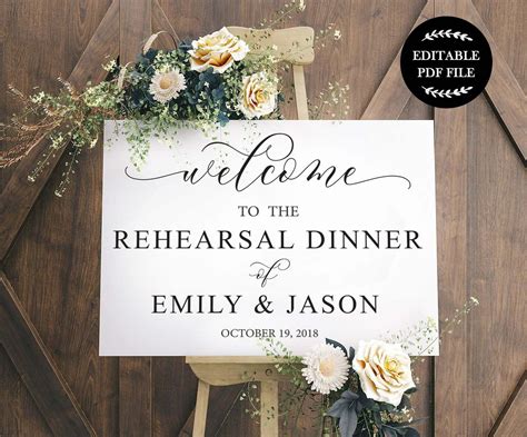 Rehearsal Dinner Sign Template Ideas