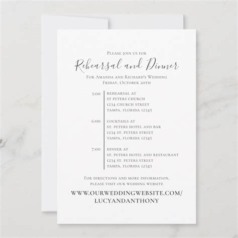 Rehearsal dinner timeline template