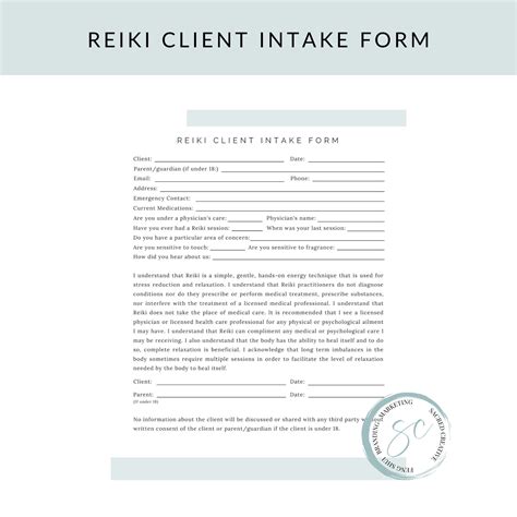 Reiki Waiver Form Template Free Template