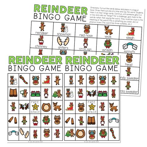 Reindeer Bingo Card