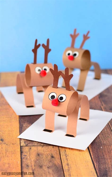 A 3D reindeer template printable craft idea with antlers and a red nose