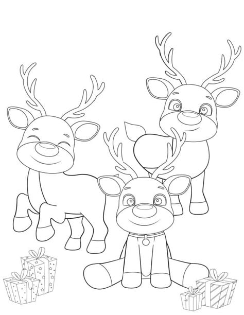 Reindeer Family Coloring Page