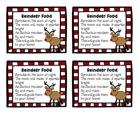 Reindeer Food Poem Printable Tags