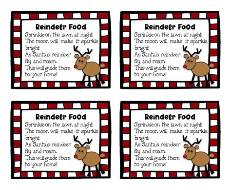 Reindeer Food Poem Printable Tags Cards