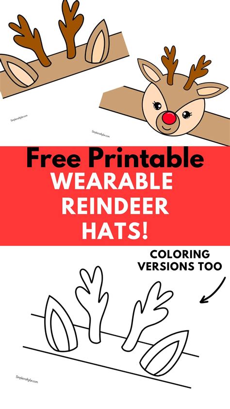 Reindeer hat printable template