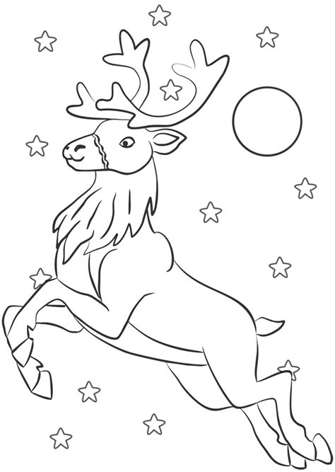 Reindeer in Flight Coloring Page