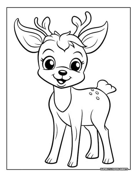 Reindeer with Holly Coloring Page