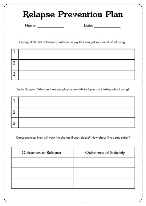 Relapse Prevention Worksheet Recovery