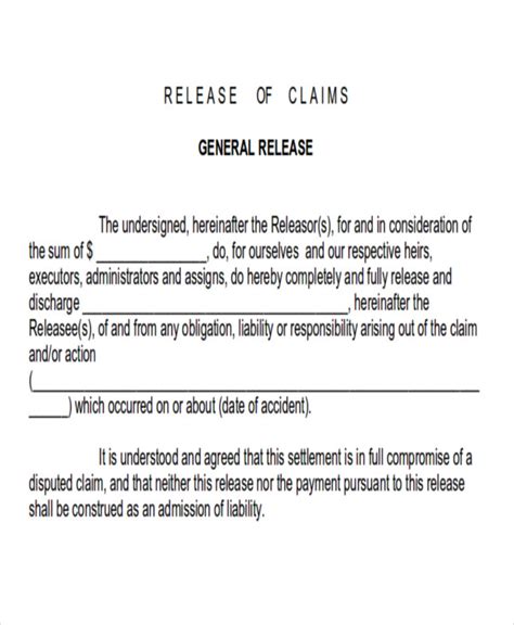 release of claims