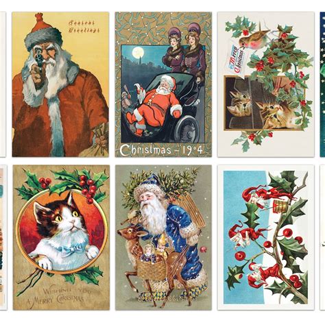 A person sending a vintage Christmas postcard to a loved one