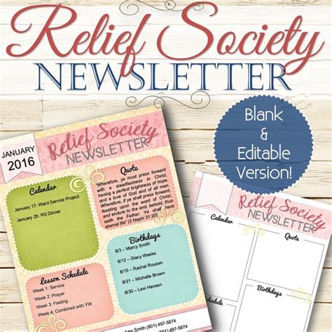 Relief Society Newsletter Ideas