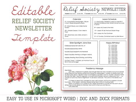 Relief Society Newsletter Template Free Download Now