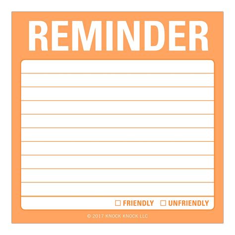 Reminder Sticky Note Template