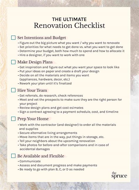 Remodeling Checklist