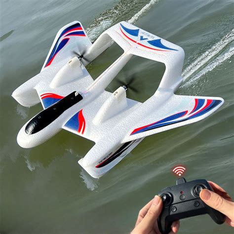 A remote control seaplane in flight