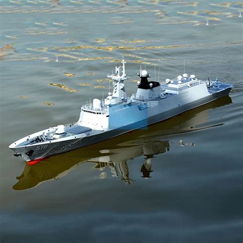 Remote control warship in action