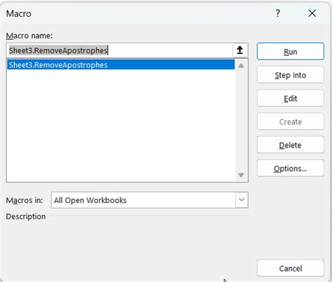 Remove apostrophe in Excel VBA macro