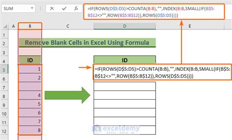 Remove Blank Cells in Excel using Formulas