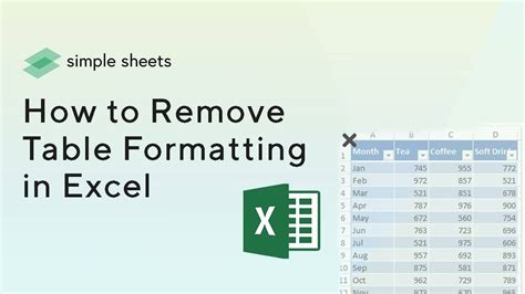 Remove Data Table Formatting in Excel