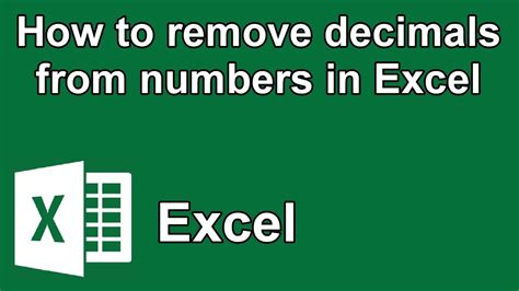 Removing decimals from numbers in Excel using keyboard shortcuts