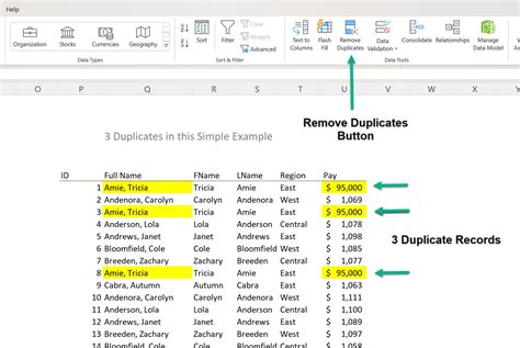 Remove Duplicates Button in Excel