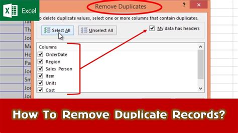 Remove Duplicates Tutorial in Excel