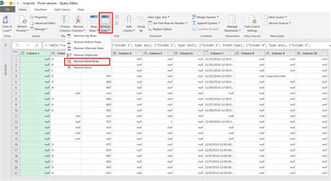 Remove Empty Rows using Power Query