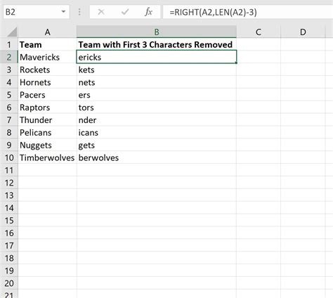 Remove First Character from String in Excel