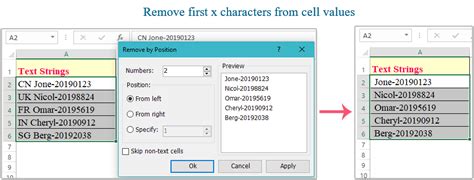 Tips for removing first x characters in Excel