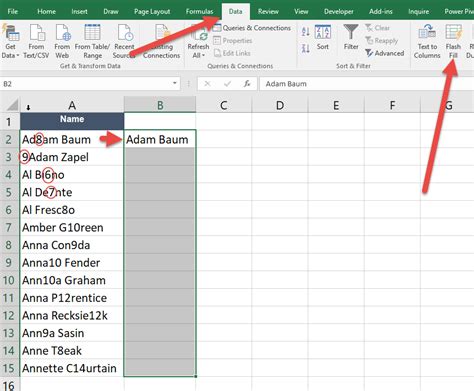 Example of removing numbers from text in Excel