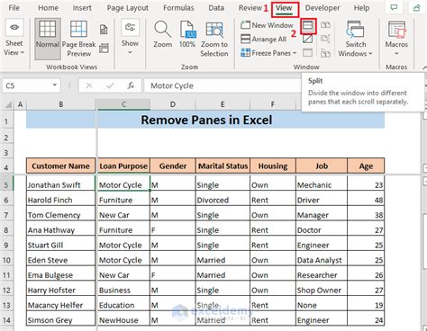 Remove Panes from Excel Worksheet Gallery 1