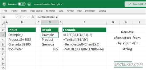 Formulas to Remove Right Characters in Excel