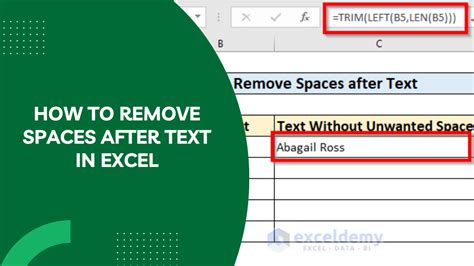 Remove Spaces After Text in Excel