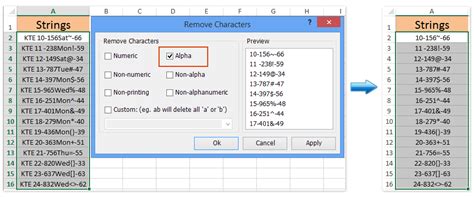 Remove Strings from Excel Cells