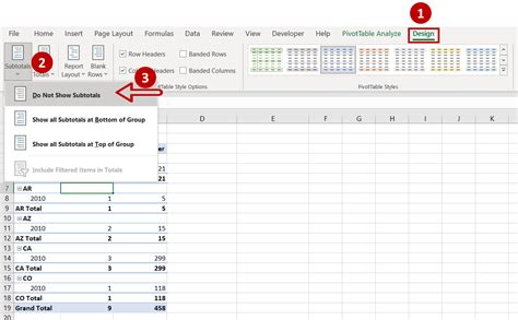 Remove Subtotals in Excel from Chart