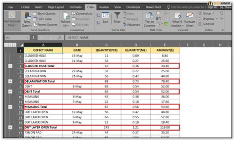 Remove Subtotals in Excel from Single Row