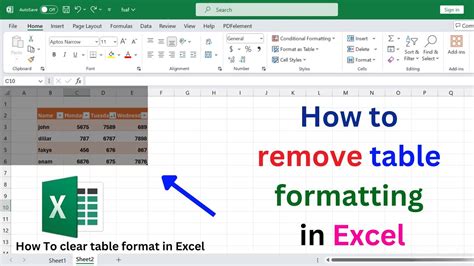 Remove Table Formatting