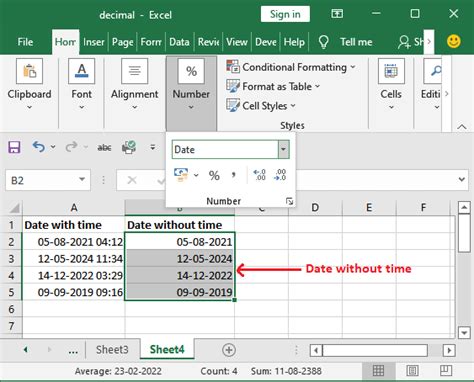 Using the INT function to remove time from date in Excel