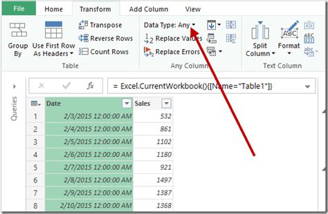 Power Query Editor to Remove Time from Date in Excel