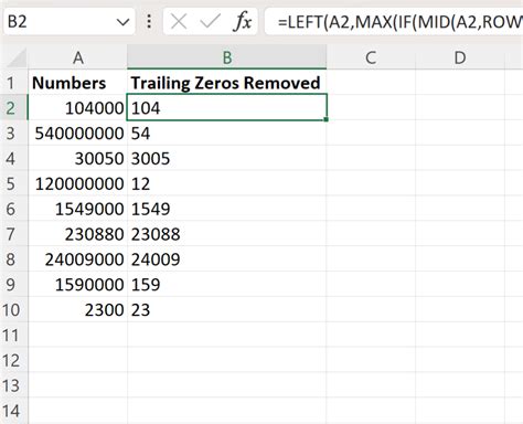 Remove Trailing Zeros in Excel 1