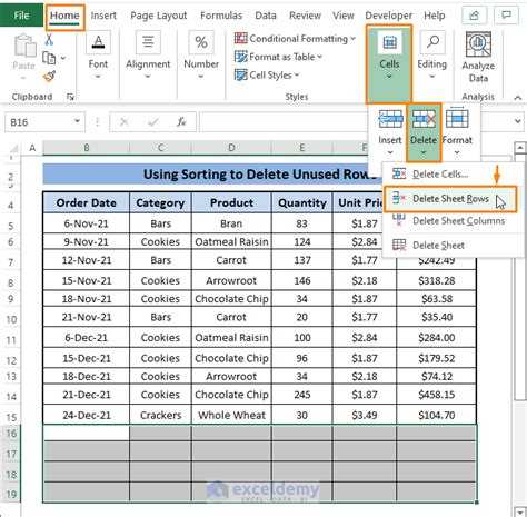 Remove Unused Cells in Excel