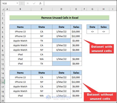 Remove Unused Cells in Excel