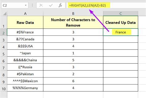 Removing characters from left in Excel step-by-step