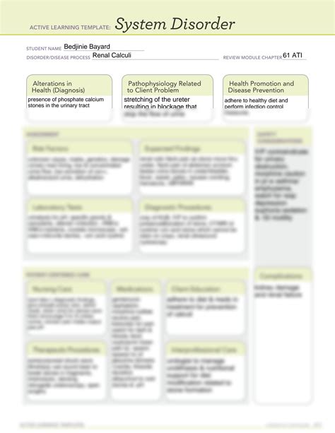 Renal Calculi System Disorder Exercise