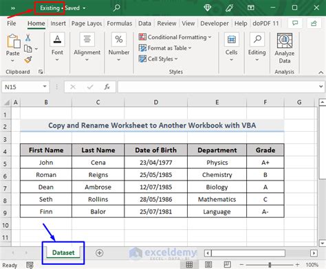 Rename Sheet VBA Method 5